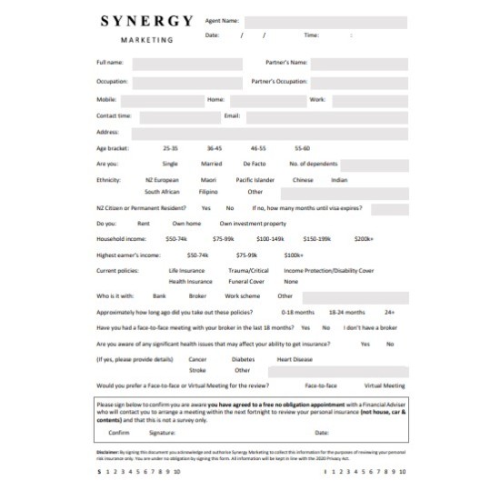 Aurora Synergy Insurance Form A4 80gsm black only