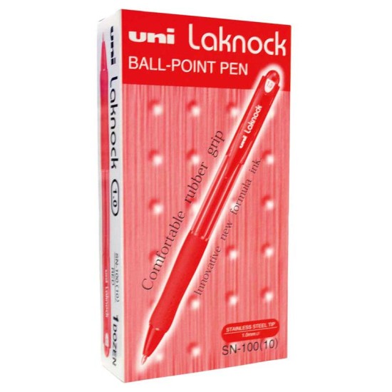 Uni Laknock 1.0mm Retractable Medium Red SN-100