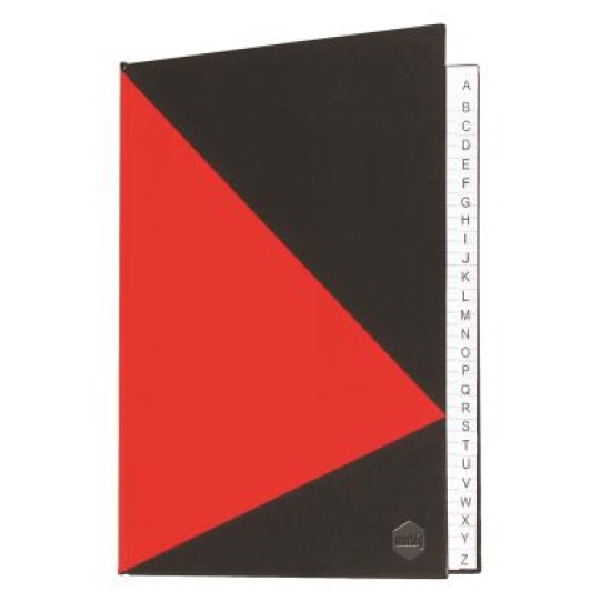 NOTEBOOK RED & BLACK A4 W/ INDEX 200PGS