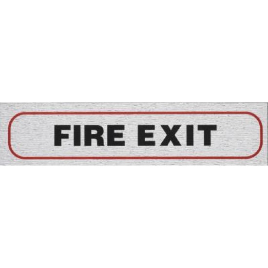 INFORMATION SIGNS SELF-ADHESIVE BRUSHED ALUMINIUM ROSEBUD Fire exit  170x40mm