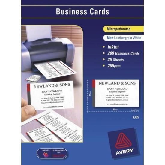 AVERY BUSINESS CARDS IJ39 LEATHERGRAIN 200GSM 20 SHEETS INKJET