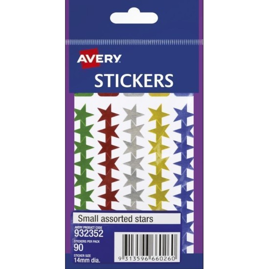 AVERY LABEL STARS SMALL ASSORTED 90 PACK