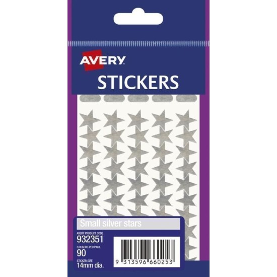 AVERY LABEL STARS SMALL SILVER 90 PACK