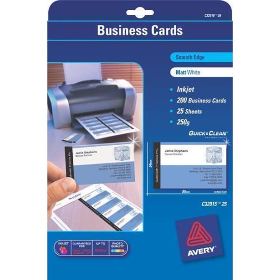 AVERY BUSINESS CARDS C32015-25 25 SHEETS INKJET