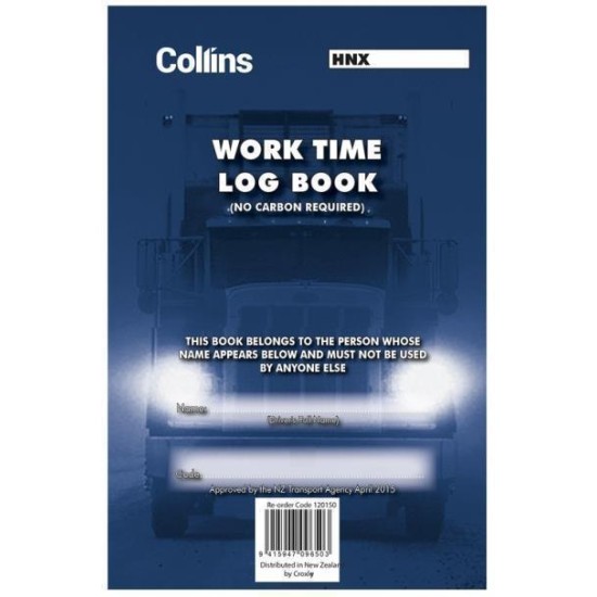COLLINS LOG BOOK WORK TIME A5 TRIPLICATE