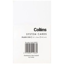 COLLINS SYSTEM CARD PLAIN 53U 127X76MM PACK 100