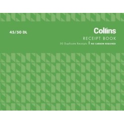 COLLINS CASH RECEIPT 45/50DL DUPLICATE NO CARBON REQUIRED