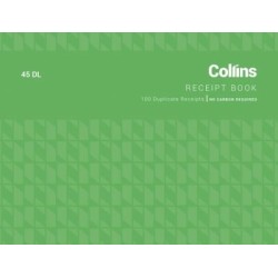 COLLINS CASH RECEIPT 45DL DUPLICATE NO CARBON REQUIRED