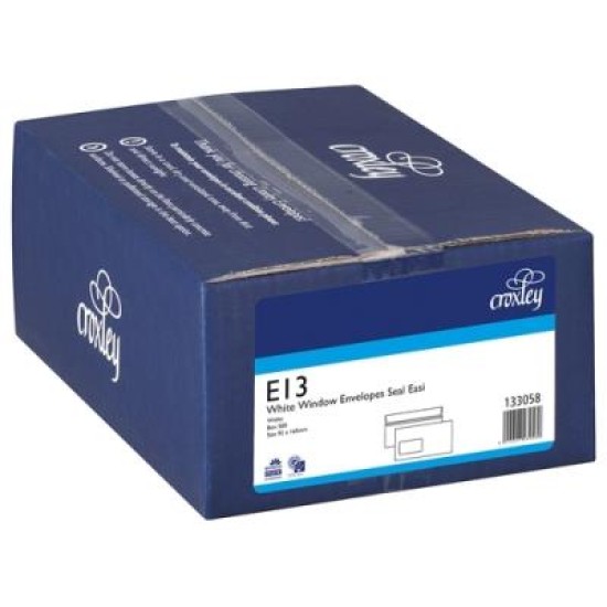CROXLEY ENVELOPE E13 WINDOW FSC MIX 70% SEAL EASI BOX 500
