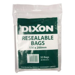 DIXON RESEALABLE BAGS PACK 50 130X200MM