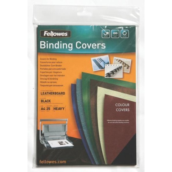 Fellowes Binding Covers A4 250gsm, Black, Pack of 25
