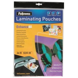 FELLOWES LAMINATING POUCH A4 80 MICRON 25 PACK