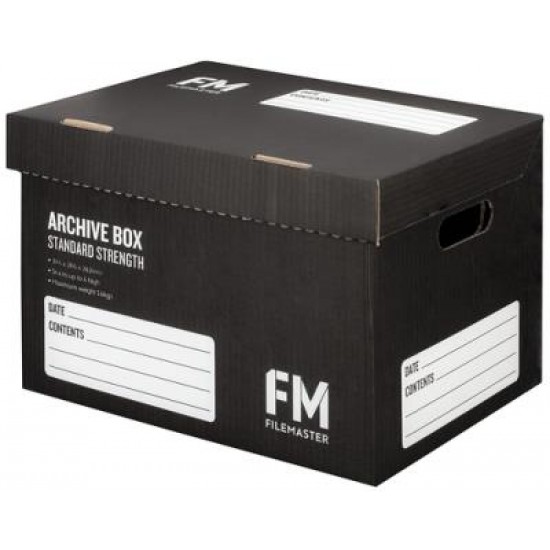 FM BOX ARCHIVE BLACK STANDARD STRENGTH 384X284X262MM INSIDE MEASURE