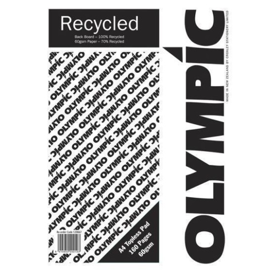 OLYMPIC TOPLESS PAD A4 RECYCLE 160 PAGES 60GSM
