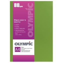 OLYMPIC PAPER A4 INTENSIVE GREEN 80GSM 30 SHEETS
