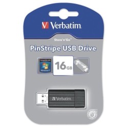 VERBATIM USB 16GB BLACK PIN STRIPE