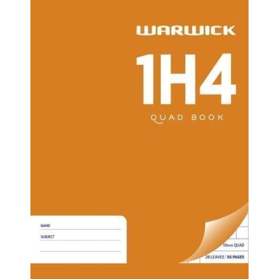 WARWICK EXERCISE BOOK 1H4 28 LEAF QUAD 10MM 230X180MM