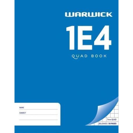 WARWICK EXERCISE BOOK 1E4 28 LEAF QUAD 7MM 230X180MM
