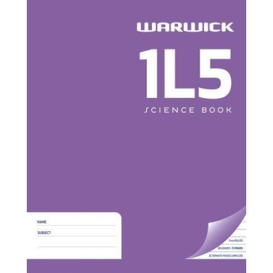 WARWICK EXERCISE BOOK 1L5 36 LEAF RULED 7MM UNRULED 255X205MM