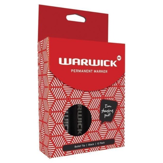 WARWICK MARKER BLACK BULLET TIP PERMANENT BOX 12