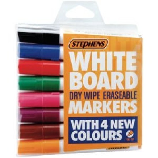 STEPHENS WHITEBOARD MARKERS NON-PERMANENT FINE SET of 8
