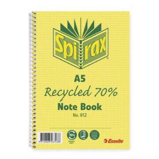 SPIRAX 812 RECYCLED NOTEBOOK A5 120 PAGE