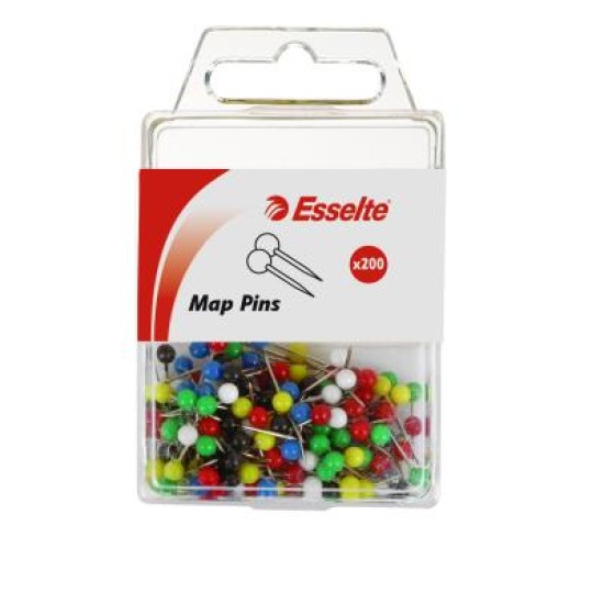 ESSELTE MAP PINS ASSORTED PK200
