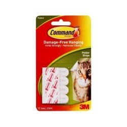 Command Poster Strips 17024 Small White, Pack of 12