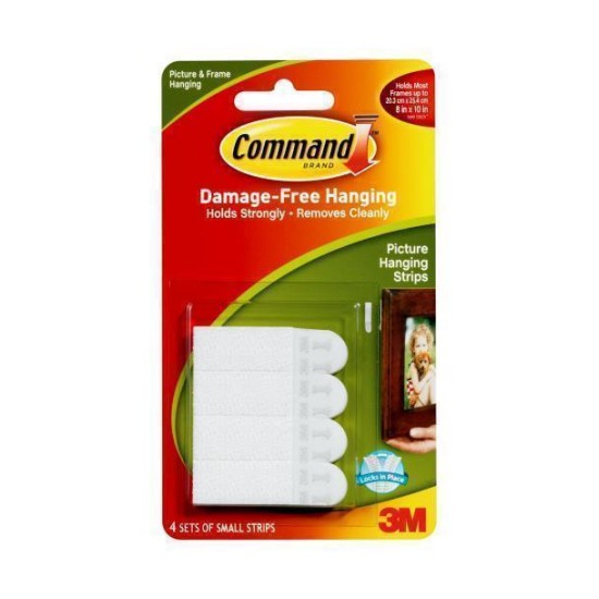 Command Picture Hanging Strips 17202 Small White, Pack of 4 Sets
