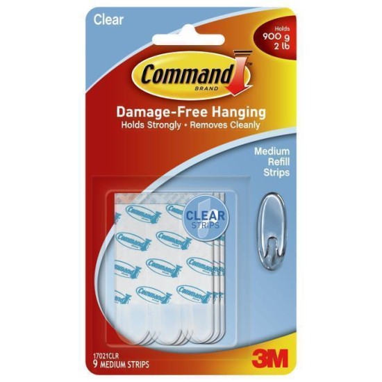 Command Clear Refill Strips 17021CLR Clear Medium Refill Strips