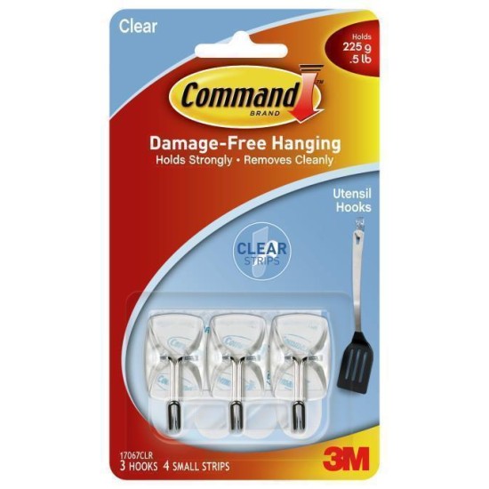 Command Hook 17067CLR Small Clear Wire, Pack of 3