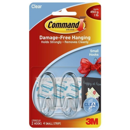 Command Hook 17092CLR Small Clear, Pack of 2