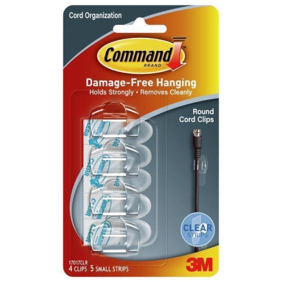 Command Cord Clips 17017CLR Clear, Pack of 4
