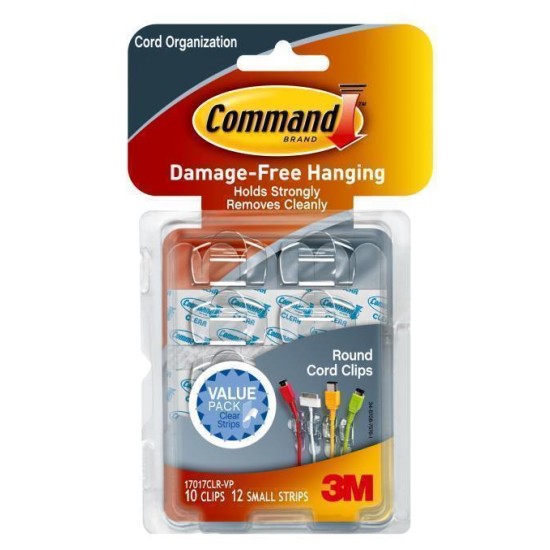 Command Cord Clips 17017CLR-VP Clear Value, Pack of 10