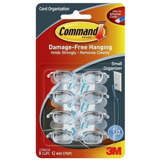 Command Cord Organisers 17302CLR Small Clear, Pack of 8
