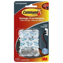 Command Cord Organisers 17303CLR Large Clear, Pack of 2