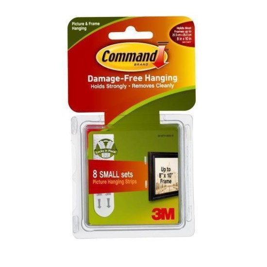 Command Picture Hanging Strips 17205-VP Small White, Pack of 8 Sets