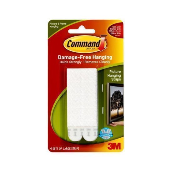 Command Picture Hanging Strips 17206 Large White, Pack of 4 Sets