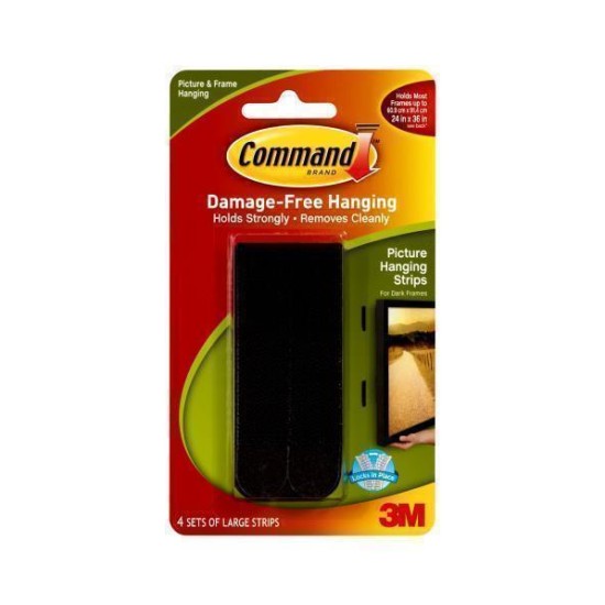 Command Picture Hanging Strips 17206BLK Large Black, Pack of 4 Sets