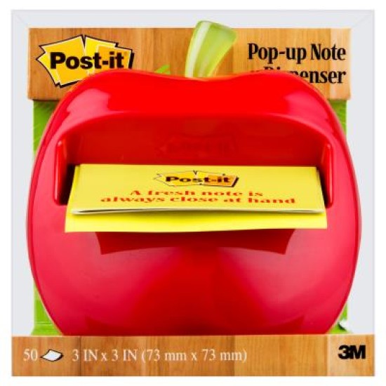 Post-it Pop Up Note Dispenser APL-330 Apple w 50 sheet refill pad