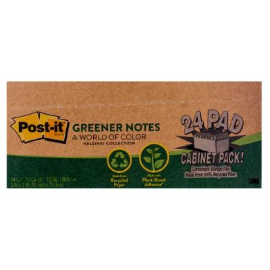 Post-it Recycled Notes 654R-24CP-AP 76x76mm Helsinki Cabinet, Pack of 24