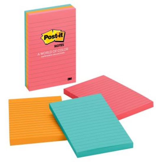 Post-it Lined Notes 660-3AN 101x152mm Cape Town, Pack of 3