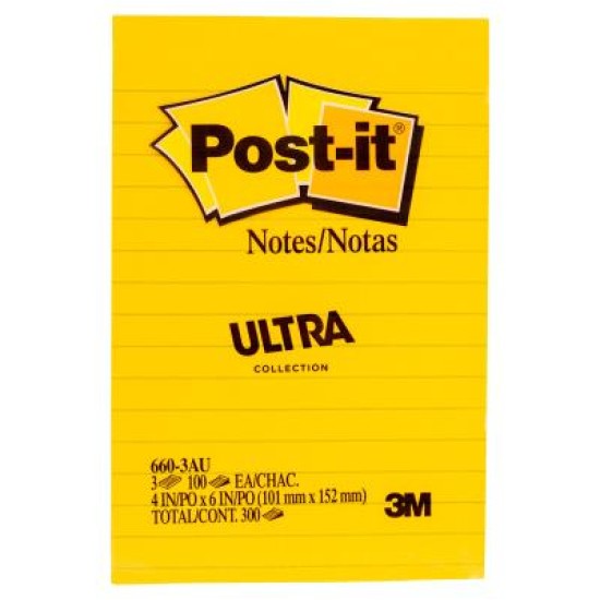 Post-it Lined Notes 660-3AU 101x152mm Jaipur, Pack of 3