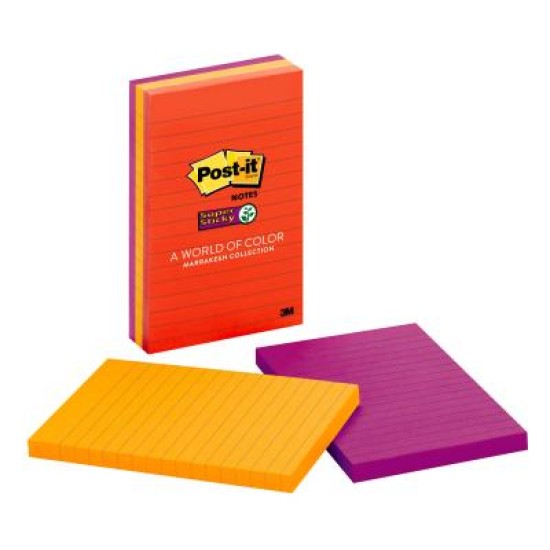 Post-it Super Sticky Lined Notes 660-3SSAN 101x152mm Marrakesh, Pack of 3