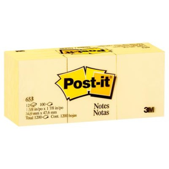 Post-it Notes - Standard 653-Y Yellow 36mm x 48mm