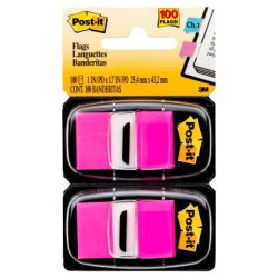 Post-it Flags - 25mm - Twin Packs 680-BP2 Twin Pack - Bright Pink 25mm x 43mm