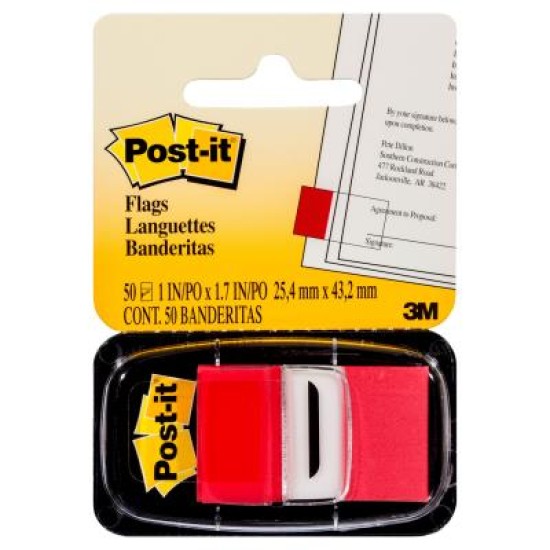 Post-it Flags 680-1 Singles Red 25x43mm Pkt/50