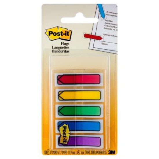 Post-it Arrow Flags 684-ARR1 12x43mm Primary, Pack of 5