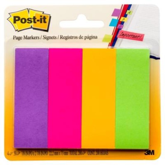 Post-it Page Markers 671-4AU 22x73mm Jaipur, Pack of 4