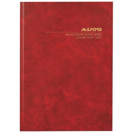 MILFORD  ACCOUNT BOOK A4 MINUTE BOOK 192 LEAF HARD COVER